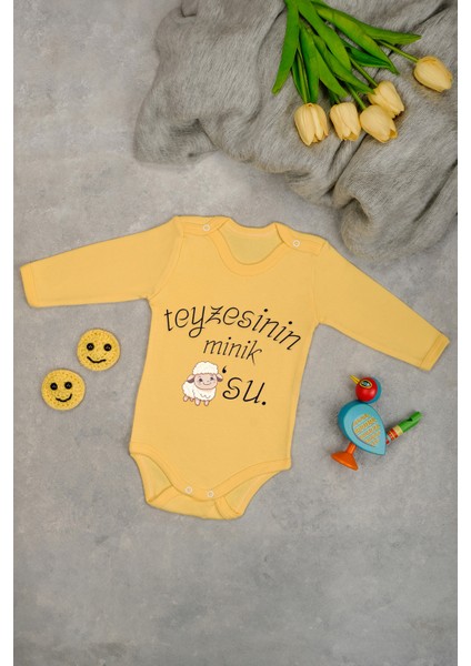 Teyzesinin Kuzusu Baskılı Uzun Kollu Pamuklu Zıbın