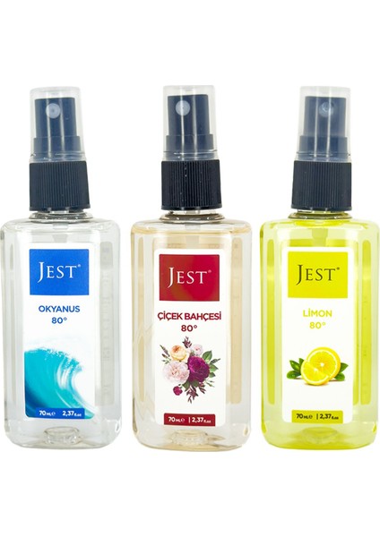 3'lü Mini Set Kolonya (Okyanus-Çiçek Bahçesi-Limon)