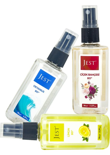 3'lü Mini Set Kolonya (Okyanus-Çiçek Bahçesi-Limon)