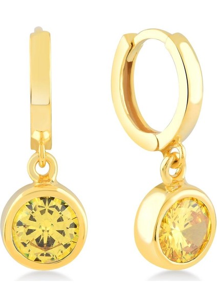 Sarı Zirconia Taşlı Moon Küpe