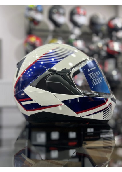 Oxo Sıkter Beyaz Mavi Çene Açılır Kask fiyatları