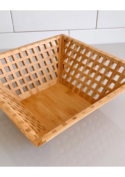 Bambu Kare Kafes Model Meyvelik, Bambu Bowl Kase,bambu Dekoratif Kase Tabak