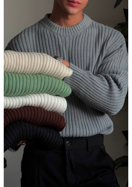 Erkek Siyah Fitilli Örme Regular Triko Kazak fiyatları