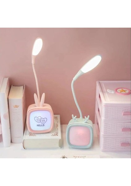 8 Ledli Masa Lambası Tv Tasarımlı 2 Kademeli Şarjlı Masa Lambası Kitap Okuma Gece Lambası