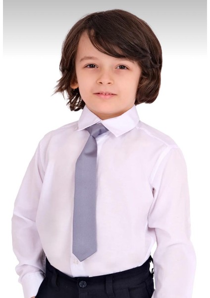 23 Nisan 29 Ekim 10 Kasım Çocuk Düz Renk Gömlek ve Kravat