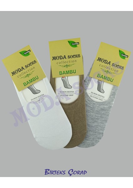 Dikişsiz ve Silikonlu 3 Çift Kadın Bambu Babet Çorap indirimleri