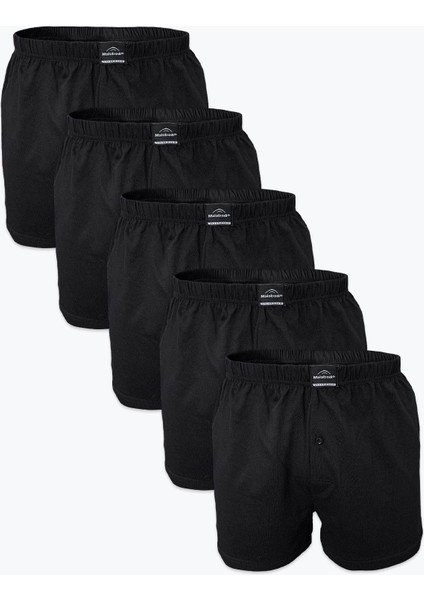 Erkek Siyah 5 Li Geniş Kalıp Büyük Beden %100 Pamuk Battal Boxer MB2400
