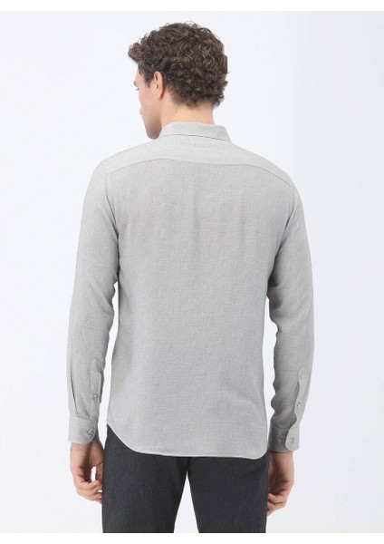 Gri Baskılı Regular Fit Dokuma Casual Gömlek