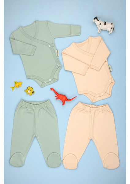 Pamuklu Yumuşak Kız - Erkek Bebek Kruvaze Patikli 2'li Takım