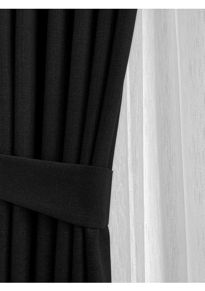 Alaska Keten Fon Perde Siyah Tek Kanat (Pilesiz) fiyatları