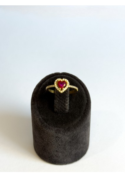 925 Ayar Gümüş Altın Kaplama Kalp Detaylı Yüzük fiyatları