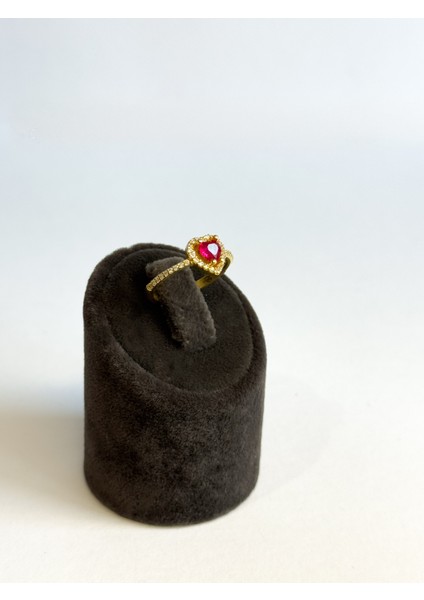 925 Ayar Gümüş Altın Kaplama Kalp Detaylı Yüzük modelleri