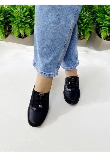 Kadın Lastikli Ayarlanabilir Düz Kalın Topuk Spor Babet Ayakkabı modelleri