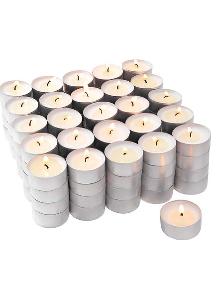 Kalın Tealight Mum Seti 100 Adet Minimum 4 Saat Yanar MA089