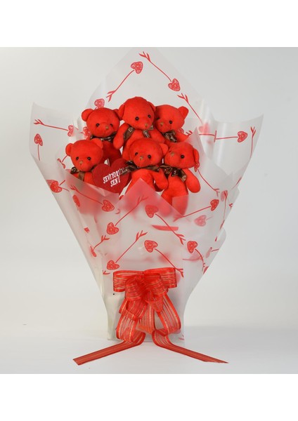 Sevimli 90 cm Peluş Ayı ile Premium Yumoş Kırmızı Peluş Ayıcık Buketi fiyatları
