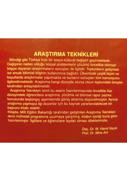 Araştırma Teknikleri - Doç.dr. M.hamil Nazik / Prof.dr Mine Arlı fiyatları