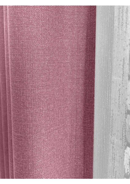 Alaska Keten Fon Perde Gülkurusu Tek Kanat (Pilesiz)