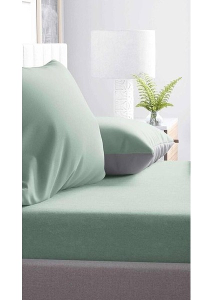 %100 Cotton (Pamuk) 150X240 cm Tek Kişilik Mint Düz Çarşaf