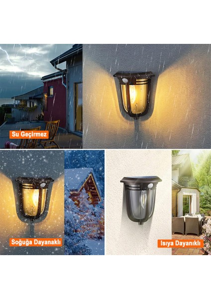 Güneş Enerjili Hareket Sensörlü, Cob Led Duvar Aplik / GT-SL18