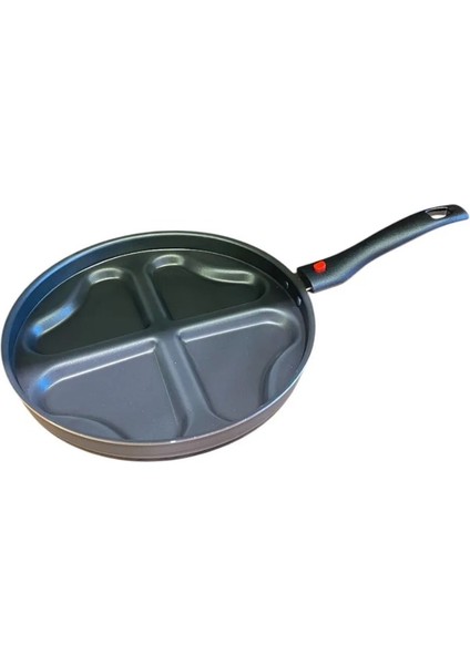 Romantik Kalpli Krep Pankek ve Omlet Tavası 24CM 4 Gözlü