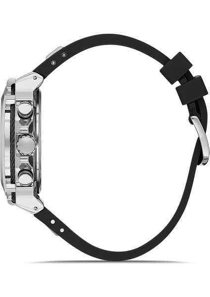 Davıd Guner Siyah Silikon Kordonlu Siyah Kadranlı Gümüş Kasalı Multi Fonksiyonlu Erkek Kol Saati modelleri