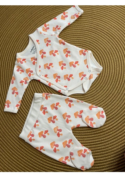 Lullaby Mantar Baskılı Yandan Çıtçıtlı Kruvaze Kız Bebek Takım modelleri