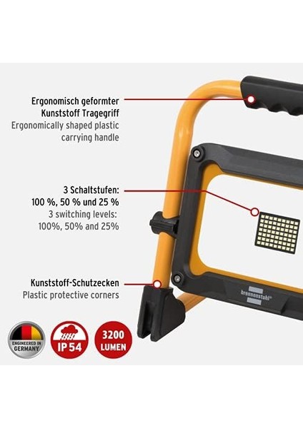 Akülü LED Çalışma Spotu Jaro 3010 Ma (30 W, 3200 Lm, 6500 K, IP54, Powerbank Fonksiyonlu LED Şantiye Projektörü, 12 Saat Aydınlatma Süresi, 3 Kademeli)