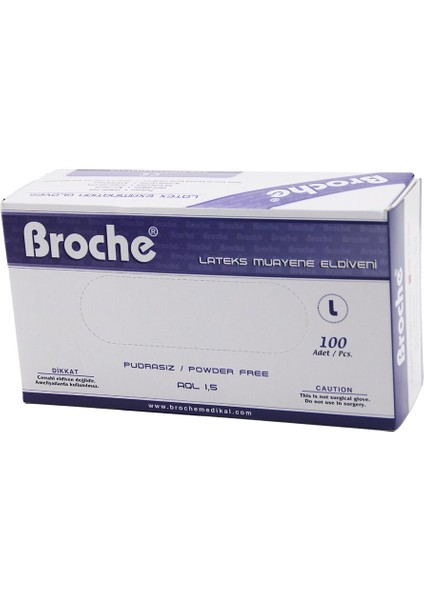 Broche L Pudrasız Muayene Eldiveni 100LÜ