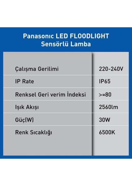 LED Floodlıght Sensor 30W 2560LM 6500K