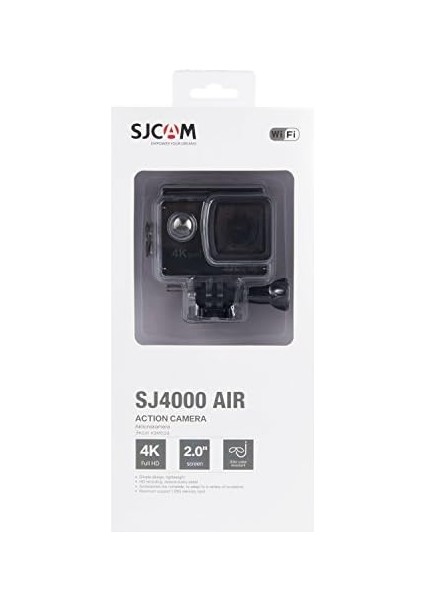 SJ4000 Air Wifi 4K UHD 16MP 135° 2' Geniş Ekran H.264 900MAH 30 Metre Su Geçirmez Kılıflı Aksiyon Kamerası Siyah