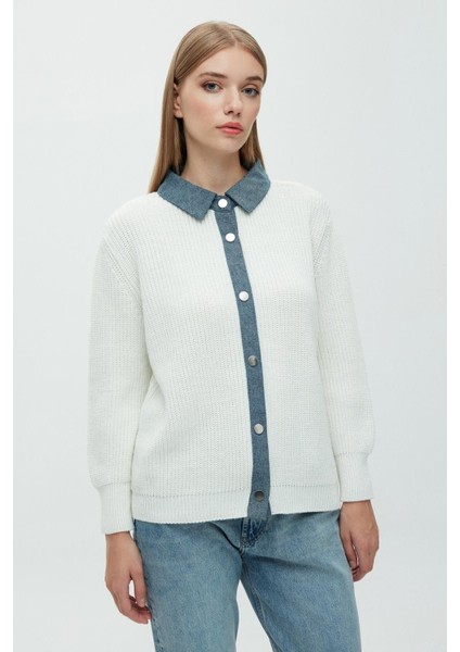 Daıdo Oversize Gömlek Yaka Kadın Triko Mont - Minimalist Tarz fiyatları