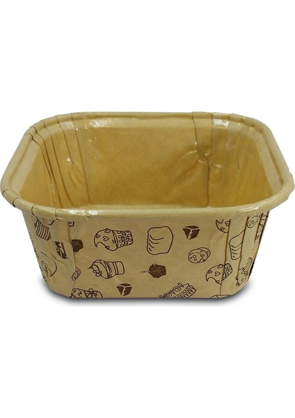 Muffin Kek Kapsülü Kare Kraft Desenli 50'li x 5 Paket