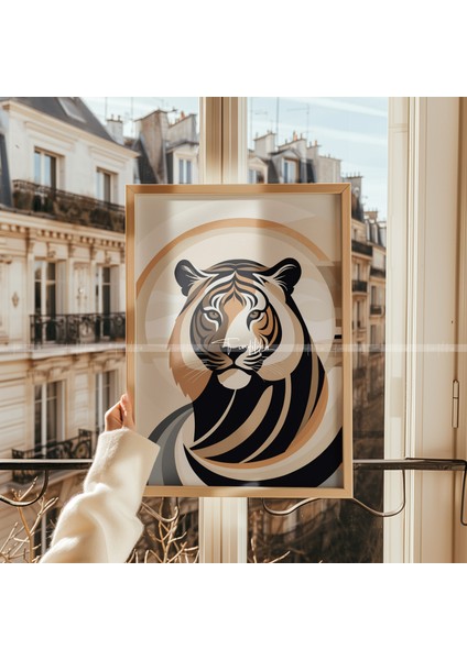 Kaplan Temalı 3'lü Ahşap Çerçeveli Tablo Seti 21 x 30