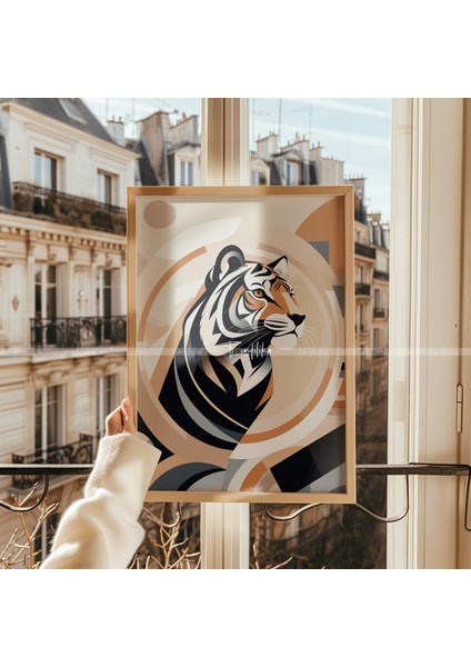Kaplan Temalı 3'lü Ahşap Çerçeveli Tablo Seti 21 x 30