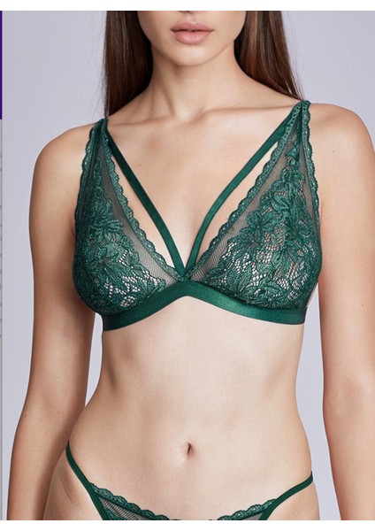Delicia Kadın Yeşil Dantelli Ip Detaylı Bralet Longline Sütyen