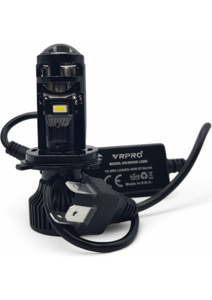 H4 Mini LED Xenon Kendinden Mercekli 18000LM 40WALTT 6000K Beyaz
