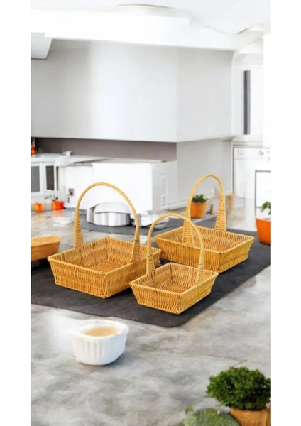 3'lü 20 x 24 x 27 cm Dikdörtgen Askılı Sepet 700700