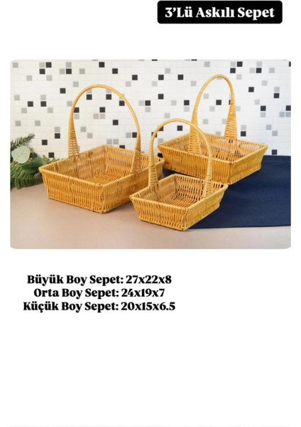 3'lü 20 x 24 x 27 cm Dikdörtgen Askılı Sepet 700700 fiyatları