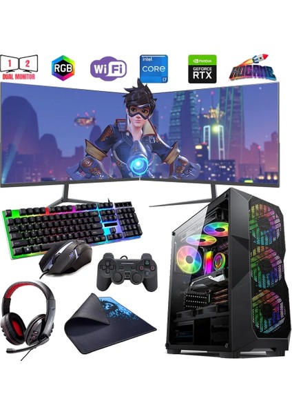 I7 12700F 16GB Ddr4 480SSD 6gb RTX3050 Çift 24" Monitörlü (Gaming Set)