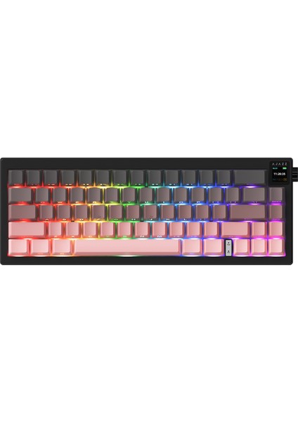 AK650 Kablosuz Mekanik Klavye 3 Modlu Tft Ekranlı Hot-Swap-65 Tuşlu Rgb Pembe/dream Switch