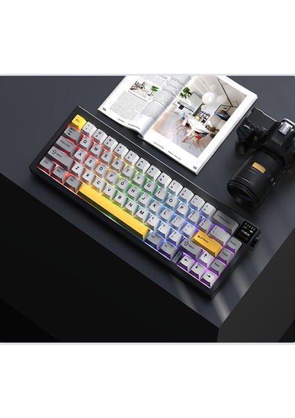 AK650 Kablosuz Mekanik Klavye 3 Modlu Tft Ekranlı Hot-Swap-65 Tuşlu Rgb Siyah/dream Switch modelleri