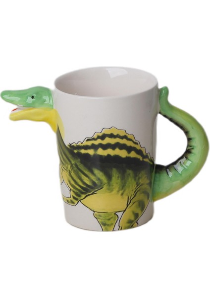 3d Animal Mug Serisi Özel Motifli El Boyaması Dinozor T-Rex Tasarımlı Kahve Fincanı Kupa Bardak 300 Ml