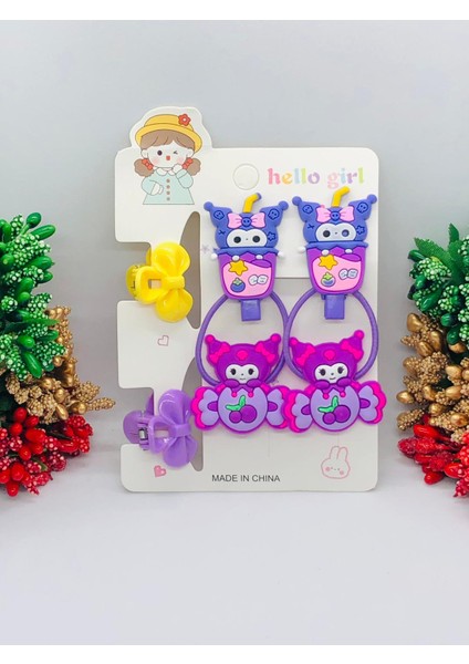 Sanrıo 6'lı Saç Toka Seti Kuromi - Hello Kitty Bebek ve Çocuk Saç Tokası Aksesuarı