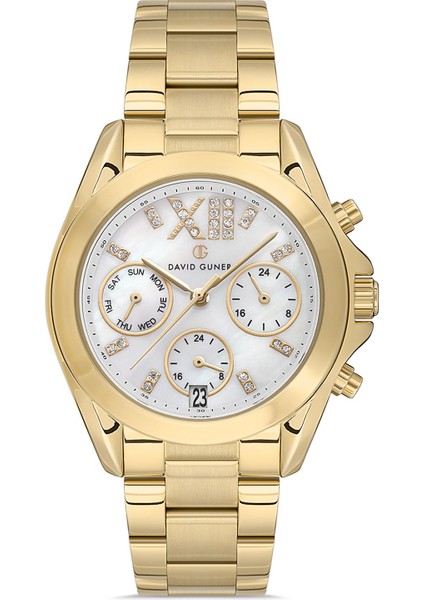 Davıd Guner Beyaz Kadranlı Sarı Paslanmaz Masif Çelik Kadın Kol Saati fiyatları