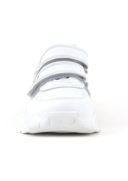 Hakiki Deri Beyaz Metal Detaylı Kız Çocuk Sneakers Ayakkabı modelleri