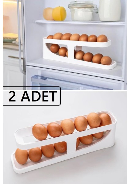 2 Adet Kayar Yumurta Organizeri 2 Katlı Yumurta Rafı