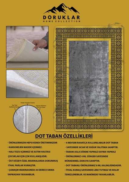 Kaymaz Taban Yıkanabilir Dijital Baskı Dekoratif Modern Desenli Dot Taban Halı Nova Serisi NV122
