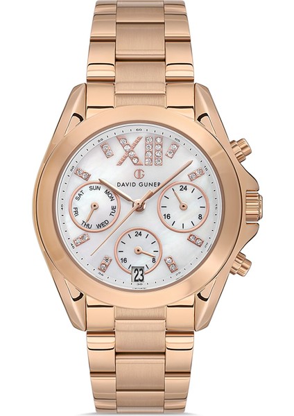 Davıd Guner Rose Kaplama Beyaz Kadranlı Paslanmaz Masif Çelik Kadın Kol Saati fiyatları