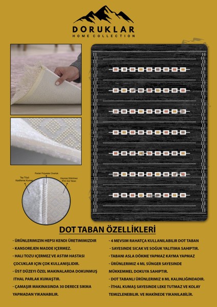 Kaymaz Taban Yıkanabilir Dijital Baskı Dekoratif Modern Desenli Dot Taban Halı Nova Serisi NV127 fiyatları