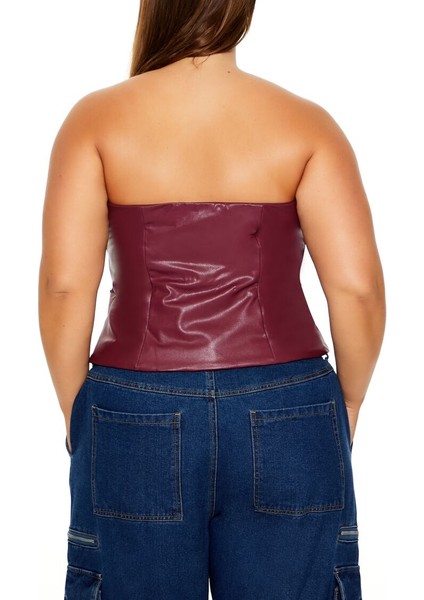 Plus Curve Suni Deri Straplez Üst